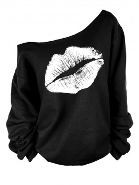 Lips Pattern Loose Women's Sweatshirt