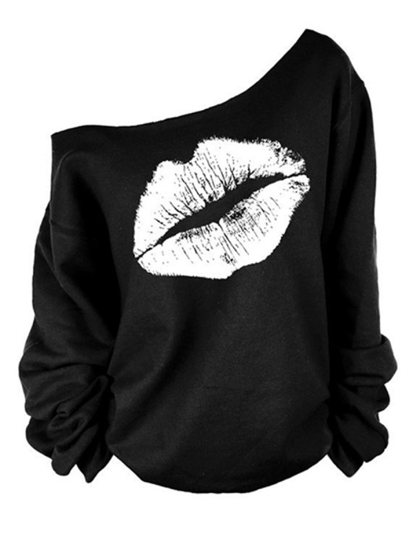 Lips Pattern Loose Women's Sweatshirt