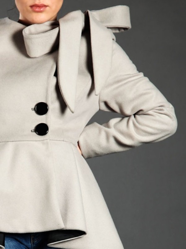 Buttons Asymmetric Color Block Overcoat