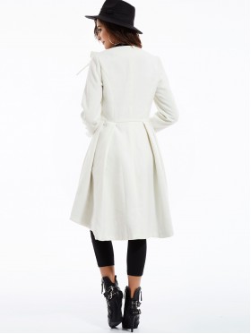 Buttons Asymmetric Color Block Overcoat