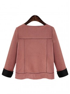 Single-Breasted Color Block Round Neck Jacket