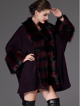 Color Block Flocking Flare Sleeve Coat