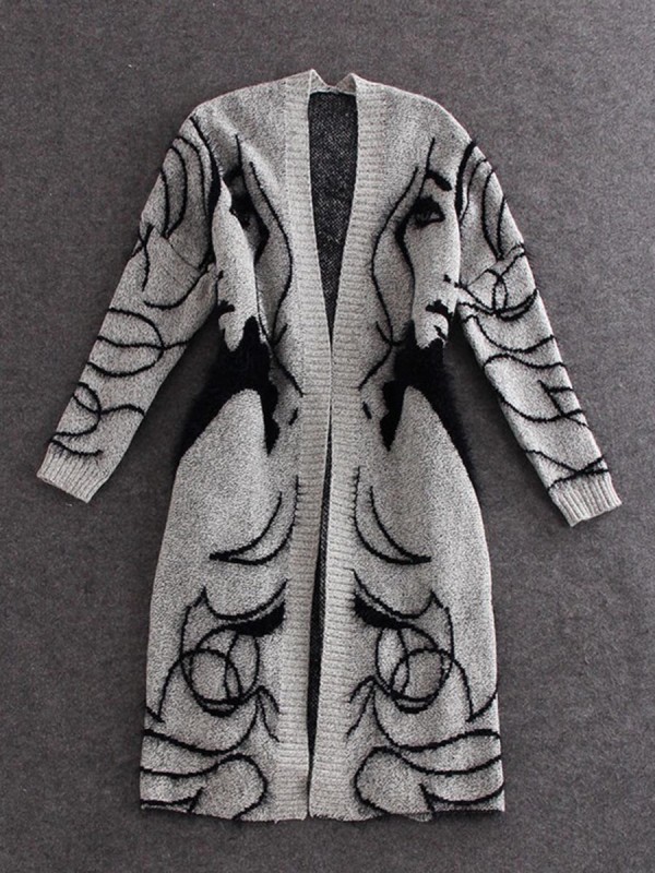 Thick Loose Batwing Sleeve V-Neck Knitted Cardigan