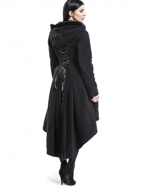 Asymmetric Single-Breasted Hooded Women's Overcoat