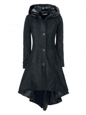 Asymmetric Single-Breasted Hooded Women's Overcoat