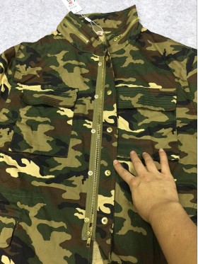 Zipper Camouflage Lace-Up Jacket