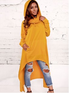 Heap Collar High Low Asymmetric Hoodie