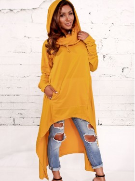 Heap Collar High Low Asymmetric Hoodie