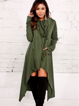 Heap Collar High Low Asymmetric Hoodie