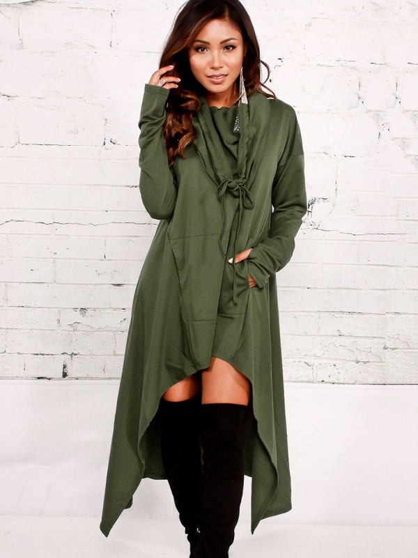 Heap Collar High Low Asymmetric Hoodie