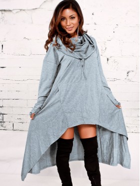 Heap Collar High Low Asymmetric Hoodie