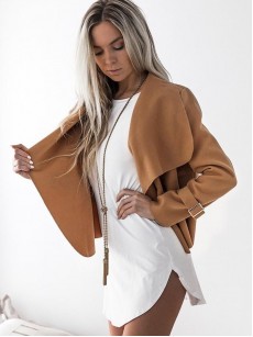 Asymmetric Lapel Loose Plain Jacket