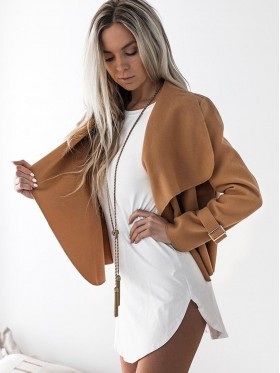 Asymmetric Lapel Loose Plain Jacket