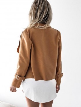 Asymmetric Lapel Loose Plain Jacket