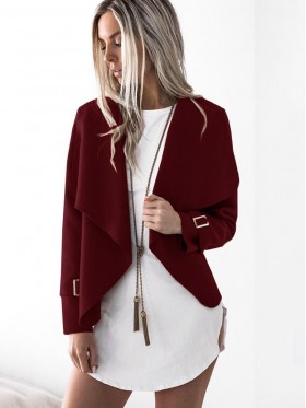 Asymmetric Lapel Loose Plain Jacket