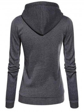 Side Zipper Patchwork Plain Hoodie