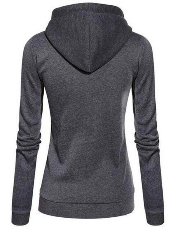 Side Zipper Patchwork Plain Hoodie