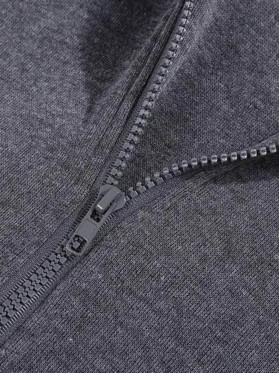 Side Zipper Patchwork Plain Hoodie