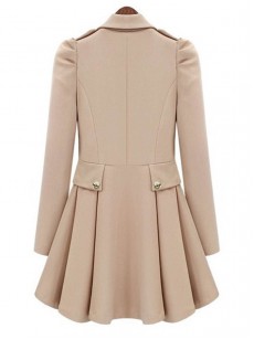 Double-Breasted Lapel Plain Skirt Hem Trench Coat