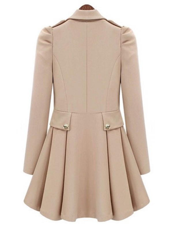 Double-Breasted Lapel Plain Skirt Hem Trench Coat