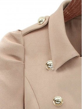 Double-Breasted Lapel Plain Skirt Hem Trench Coat