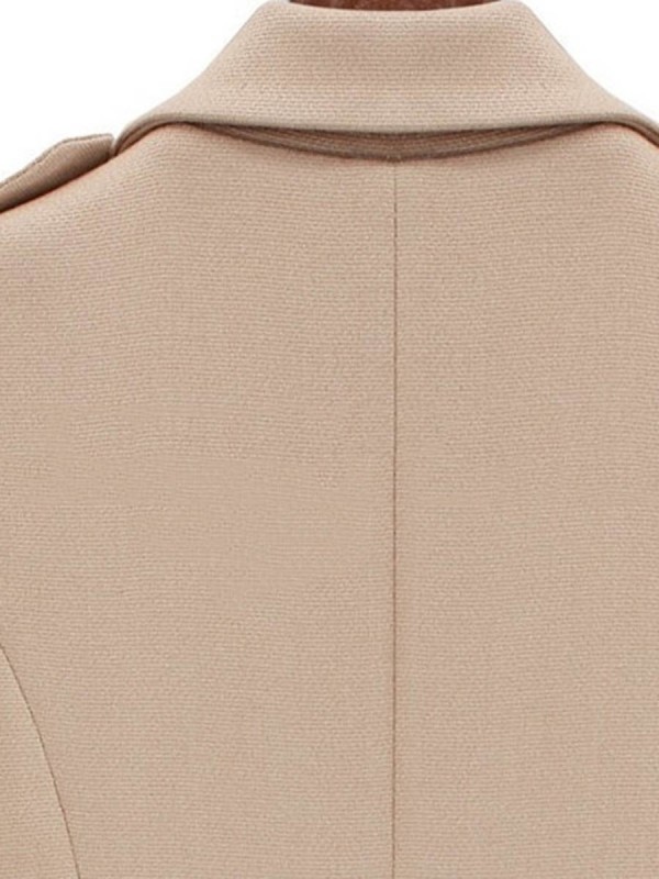 Double-Breasted Lapel Plain Skirt Hem Trench Coat