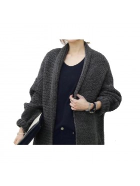 Loose Plain Lapel Single Cardigan