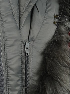 Faux Fur Detail Plain Zipper Hooded Overcoat