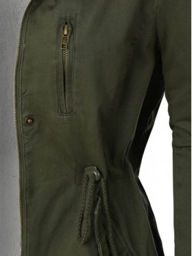 Hooded Color Block Single Straight Jacket