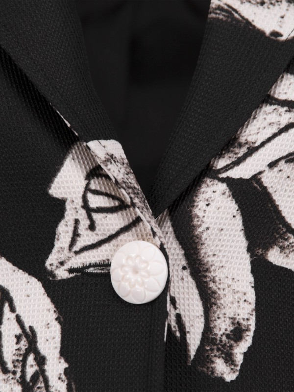 Single-Breasted Printed Notched Lapel Overcoat