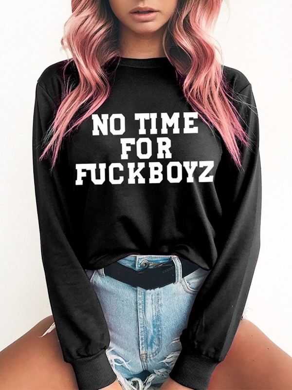 Short Letter Print Long Sleeve T-Shirt