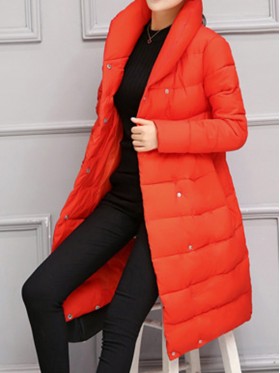 Lace-Up Plain Thick Loose High Neck Overcoat