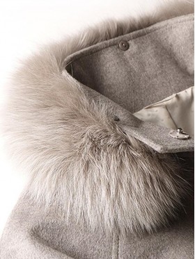 Faux Fur Collar Hidden Button Sleeveless Cape