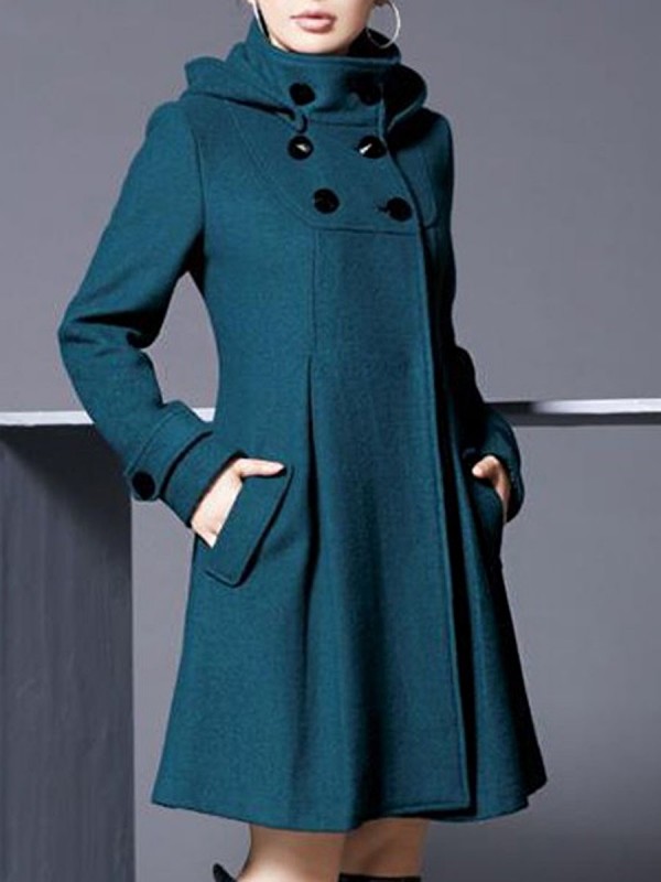 Double-Breasted Loose Pocket Solid Trench Coat