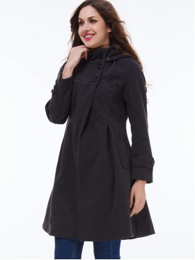 Double-Breasted Loose Pocket Solid Trench Coat