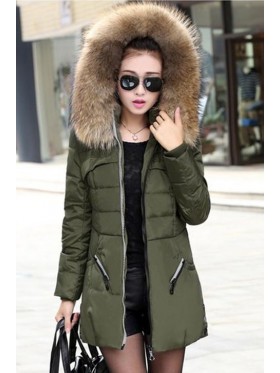 Hooded Zipper Solid Color Pocket Overcoat