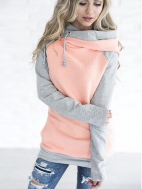 Asymmetric Patchwork Mid-Length Cool Hoodie