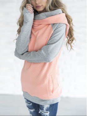 Asymmetric Patchwork Mid-Length Cool Hoodie