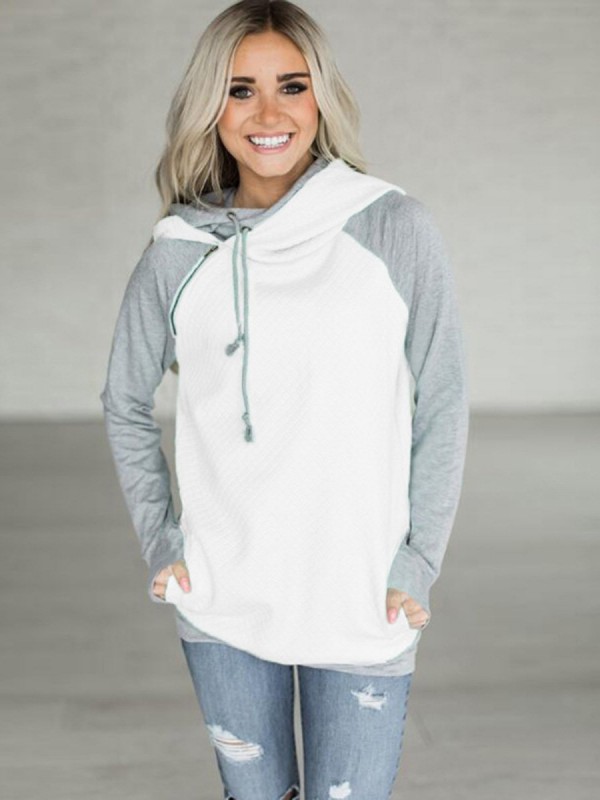 Asymmetric Patchwork Mid-Length Cool Hoodie