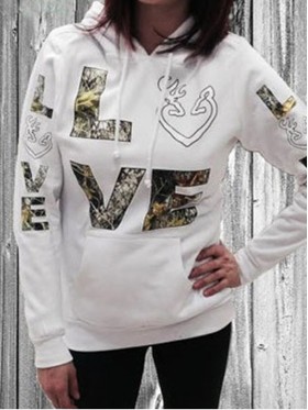 Pocket Letter Print Fashion Women's Hoodie