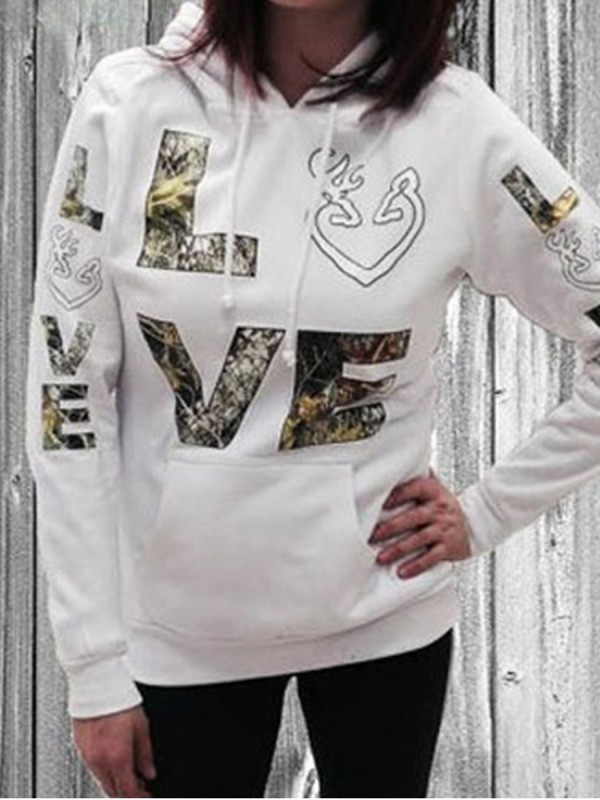 Pocket Letter Print Fashion Women's Hoodie