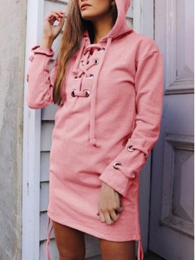 Lace-Up Long Sleeve Buckle Women's Hoodie