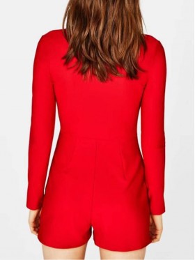 Double Breasted V-Neck Women's Blazer Rompers