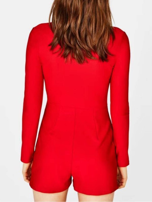 Double Breasted V-Neck Women's Blazer Rompers