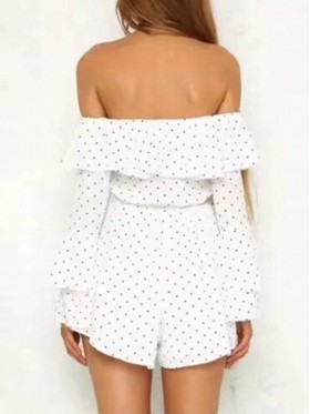 Polka Dots Flounce Strapless Women's Rompers