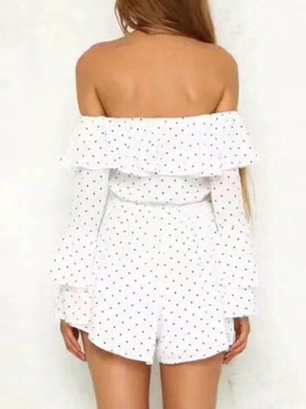 Polka Dots Flounce Strapless Women's Rompers