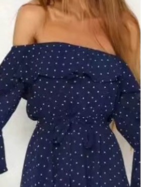 Polka Dots Flounce Strapless Women's Rompers