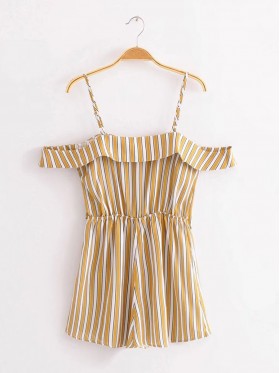 Stripe Loose Spaghetti Strap Women's Rompers