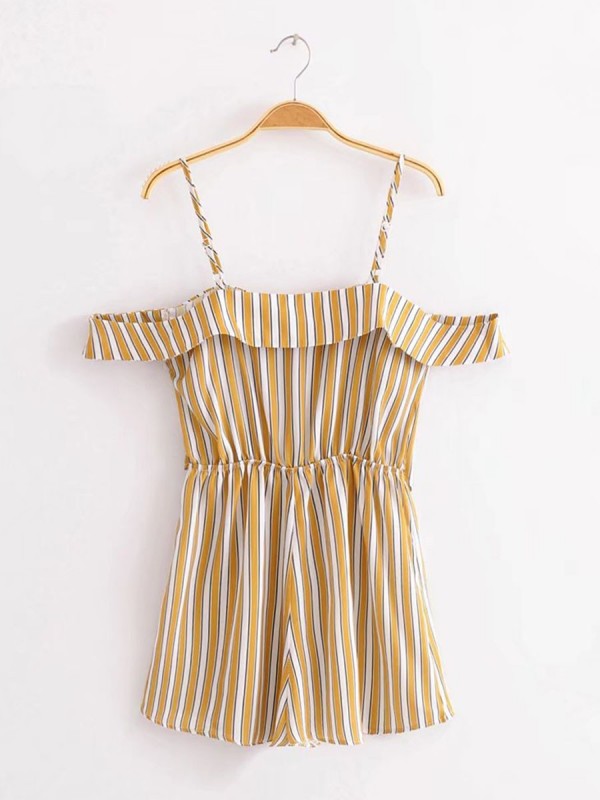 Stripe Loose Spaghetti Strap Women's Rompers