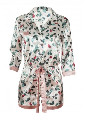 Floral Print Lapel Women's Rompers